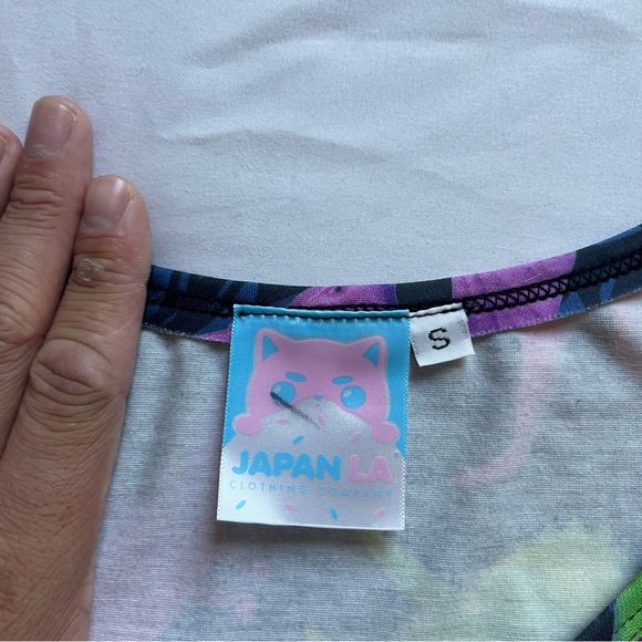 JAPAN LA purple dinosaur graphic print cropped scoop neck long sleeve T-shirt - Picture 5 of 5